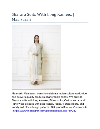 Sharara Suits With Long Kameez | Maaisarah