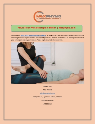 Pelvic Floor Physiotherapy In Milton | Mexphysio.com