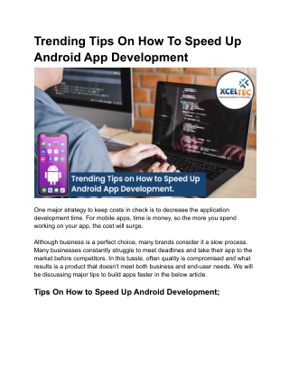 Trending Tips On How To Speed Up Android App Development