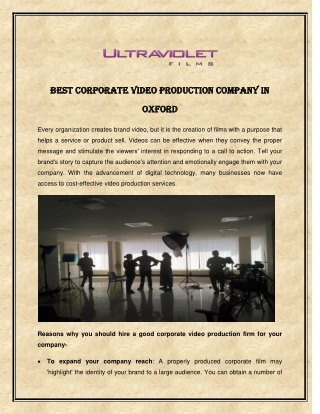 Best Corporate Video Production Company in Oxford