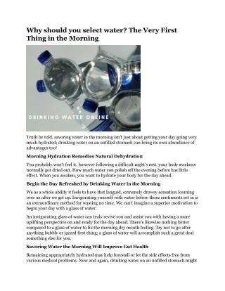 Why should you select water The Very First Thing in the Morning