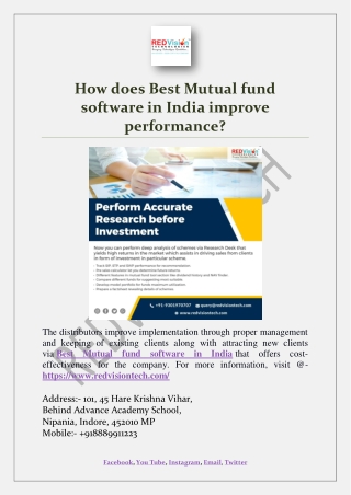 How does Best Mutual fund software in India improve performance