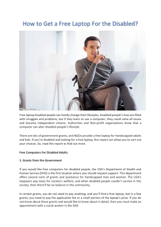 How to Get a Free Laptop For the Disabled