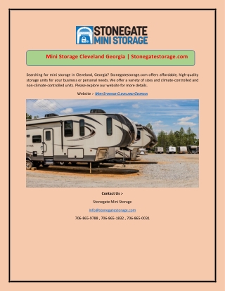 Mini Storage Cleveland Georgia | Stonegatestorage.com