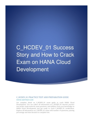 C_HCDEV_01 Success Story and How to Crack Exam on HANA Cloud Development