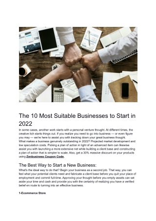 The 10 Most Suitable Businesses to Start in 2022