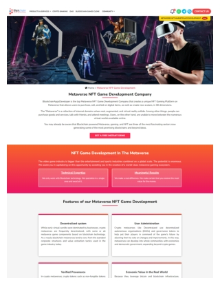 Metaverse NFT Game Development Company | BlockchainAppsDeveloper