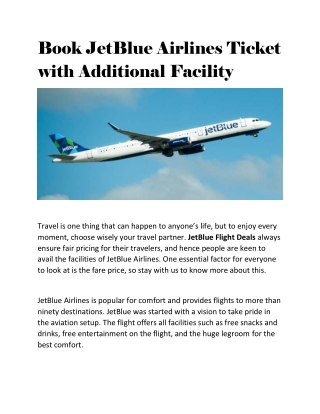 Book JetBlue Airlines Ticket with Additional Facility