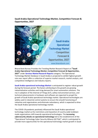 Saudi Arabia Operational Technology Market Research Report 2027