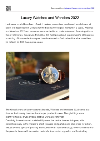 Luxury Watches and Wonders 2022