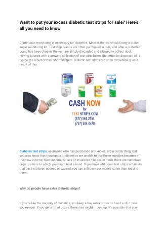 Want to put your excess diabetic test strips for sale