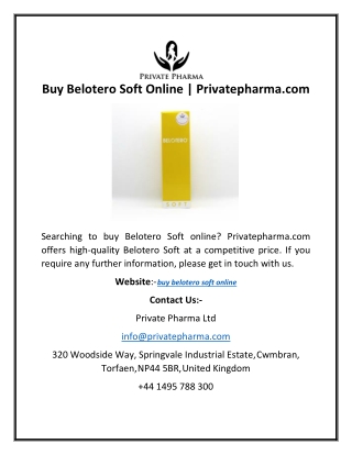 Buy Belotero Soft Online | Privatepharma.com