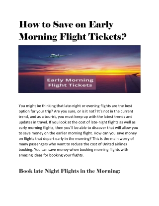 How to Save on Early Morning Flight Tickets