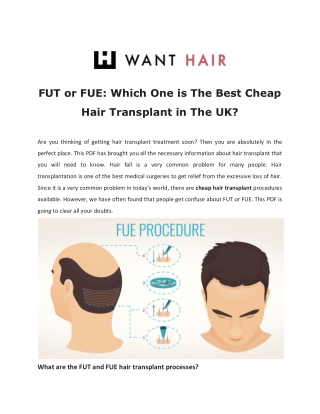 FUT or FUE Which One is The Best Cheap Hair Transplant in The UK