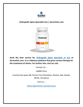 Orthopedic Spine Specialist Usa | Garmclinic.com