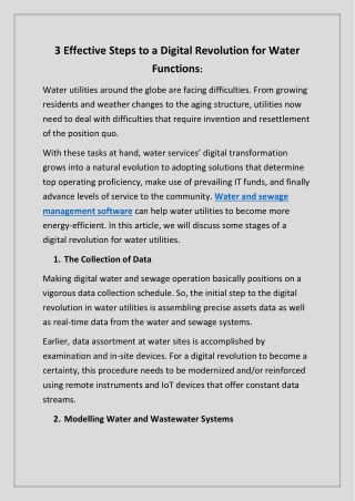 3 Effective Steps to a Digital Revolution for Water Functions