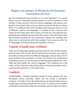 Biggest advantages of hiring the professional translation services