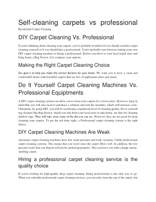 Blog Self-cleaning carpets vs professional
