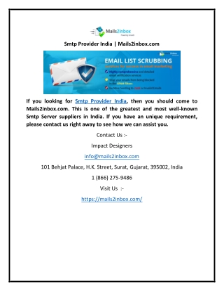 Smtp Provider India | Mails2inbox.com