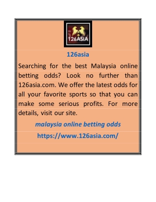 Malaysia Online Betting Odds | 126asia.com