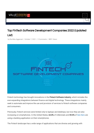 Top FinTech Software Development Companies