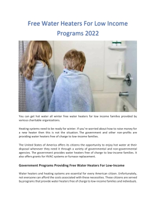 Free Water Heaters For Low Income Programs 2022
