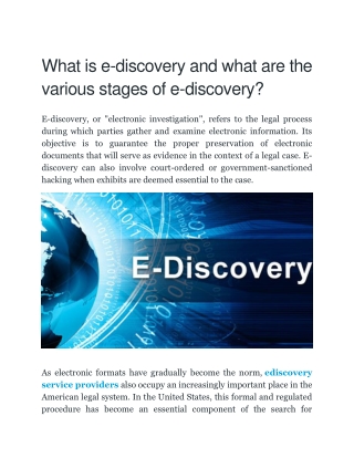 What is e-discovery and what are the various stages of e-discovery.docx