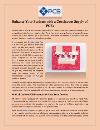 Enhance Your Business with a Continuous Supply of PCBs