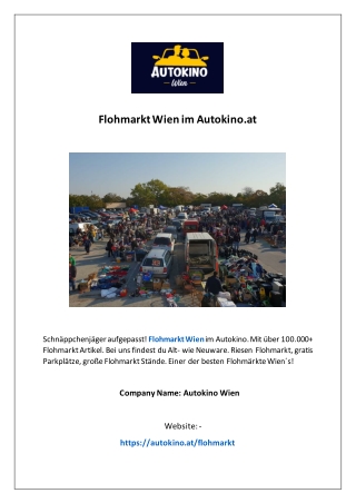 Flohmarkt Wien im Autokino.at