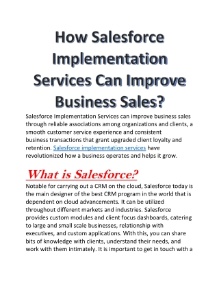 How Salesforce Implementation Services Can Improve Business Sales