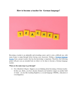 How to become a teacher for a German language