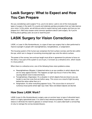 Lasik Surgery What to Expect and How You Can Prepare