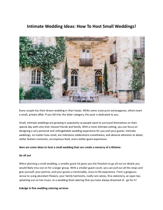 Intimate Wedding Ideas_ How To Host Small Weddings! - FirstandOak.com