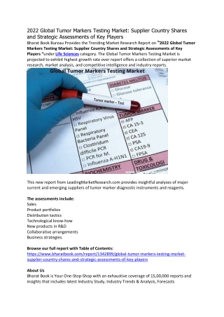 2022 Global Tumor Markers Testing Market