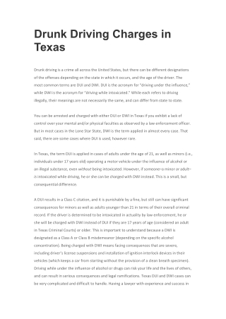 Drunk Driving Penalties In Texas