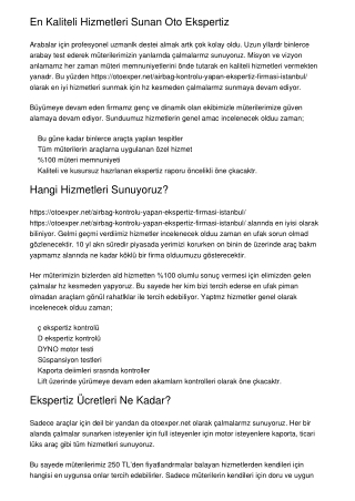 En Kaliteli Hizmetleri Sunan Oto Ekspertiz