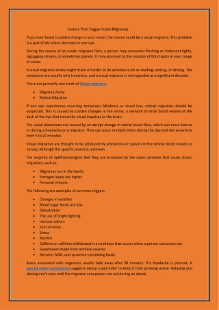 Factors That Trigger Vision Migraines pdf