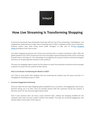 How Live Streaming Is Transforming Shopping