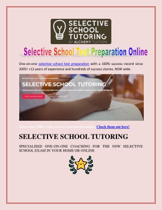 Selective School Test Preparation Online