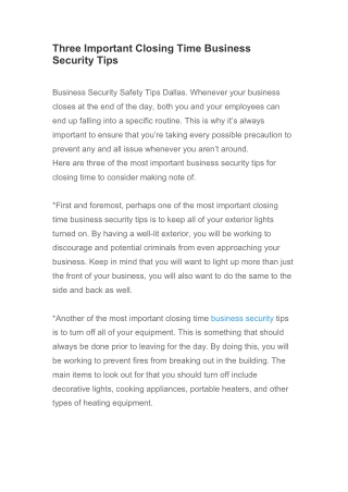 Dyezz Dallas - Business Security Safety Tips Dallas