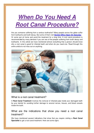 When Do You Need A Root Canal Procedure