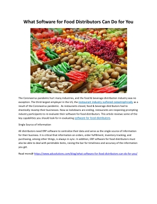 What Software for Food Distributors Can Do for You