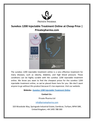 Sunekos 1200 Injectable Treatment Online at Cheap Price | Privatepharma.com