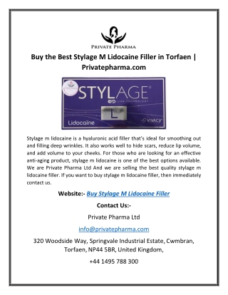 Buy the Best Stylage M Lidocaine Filler in Torfaen | Privatepharma.com