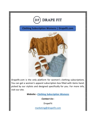 Clothing Subscription Womens | Drapefit.com