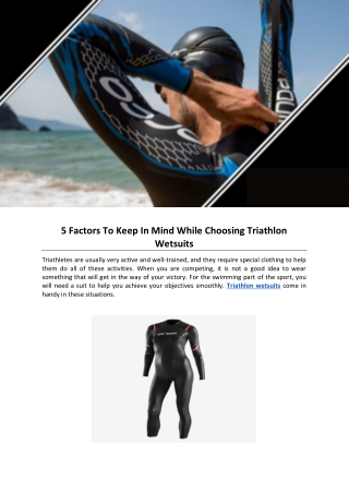 5 Factors To Keep In Mind While Choosing Triathlon Wetsuits