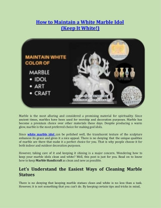 How To Maintain A White Marble Idol (Keep It White!) ?