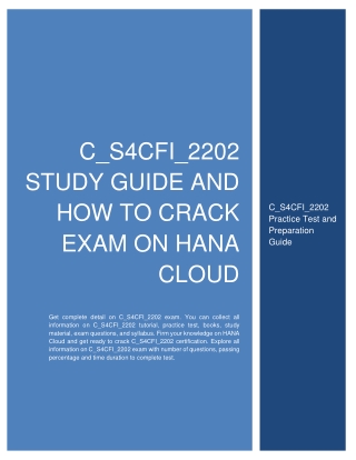 C_S4CFI_2202 Study Guide and How to Crack Exam on HANA Cloud