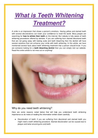 What is Teeth Whitening Treatment