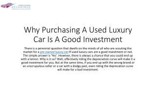 Why Purchasing A Used Luxury Car Is A Good Investment